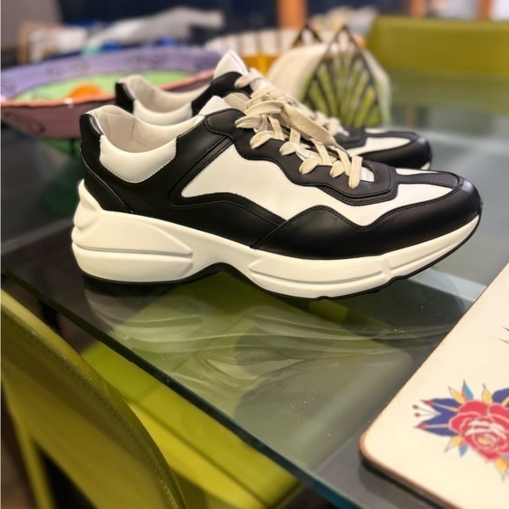 Gucci Rhyton Orca Black and White Men's Leather Sneakers